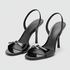 Slingback Peep Toe Heeled Sandals - Black 8.5 cm - variant image