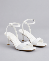 Twist Strap Heeled Sandals - White - product view 1