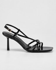 Slim Strap Square Toe Stiletto Sandals - Black - product view 2
