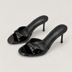 Wide Strap Stiletto Mule Sandals - Black Upgraded Version - variant image