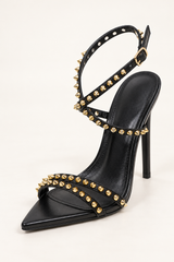Studded Ankle Strap Stiletto Sandals - Black - product view 3