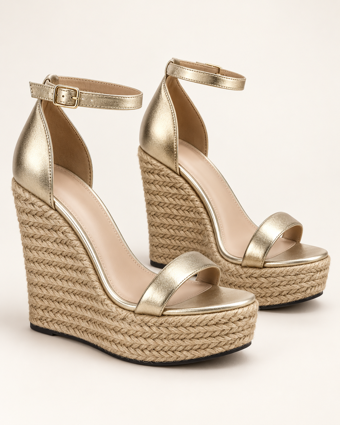 Metallic Platform Wedge Sandals - Gold - product view 1