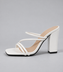 Cross Strap Block Heel Sandals - White - product view 2