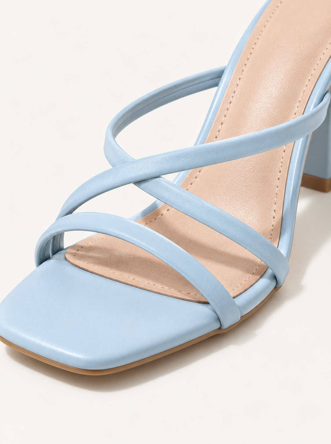 Cross Strap Heeled Slide Sandals - Light Blue - product view 5