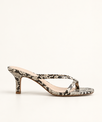 Square Toe Cross Strap Heeled Mules - Black/White - product view 2