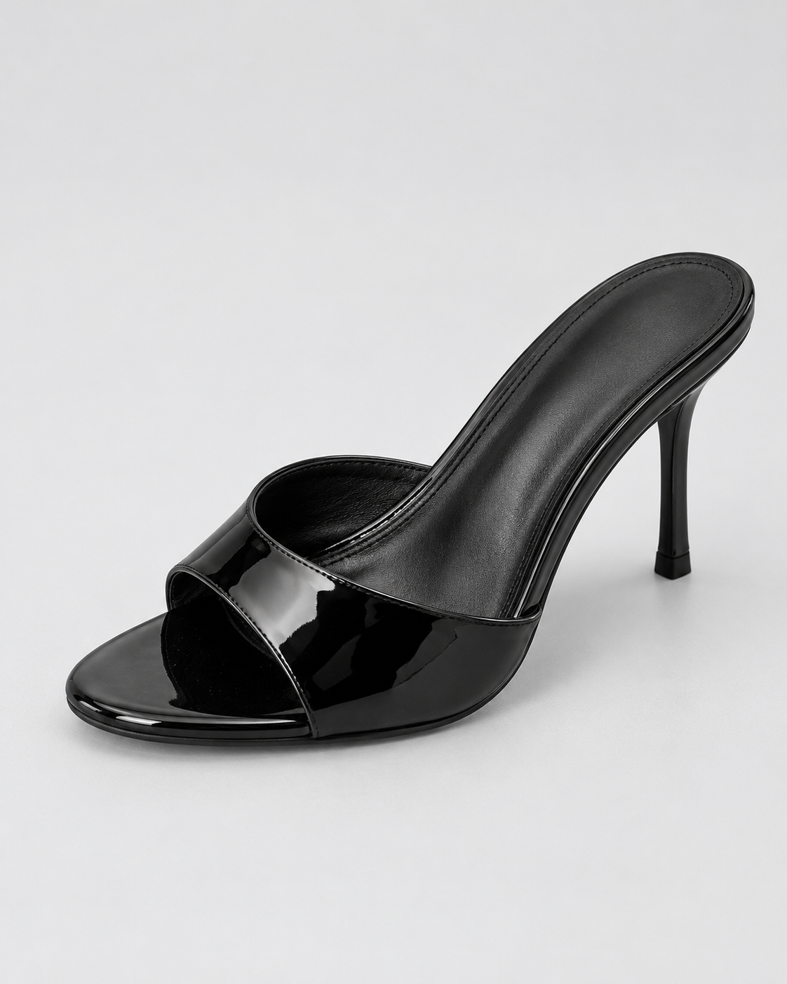 Wide Strap Stiletto Mule Sandals - Black - product view 3