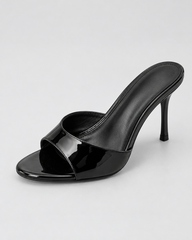 Wide Strap Stiletto Mule Sandals - Black - product view 3