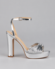 Metallic Knot Platform Sandals - Silver - product view 2