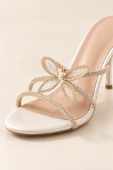 Rhinestone Flower Heeled Mules - White 6 cm - product view 4