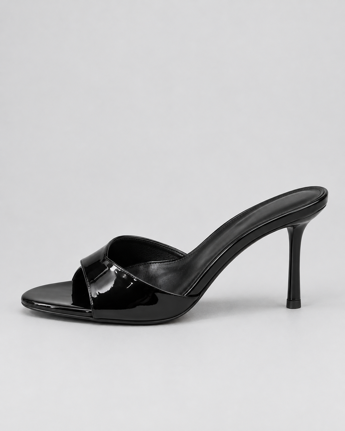 Wide Strap Stiletto Mule Sandals - Black - product view 2