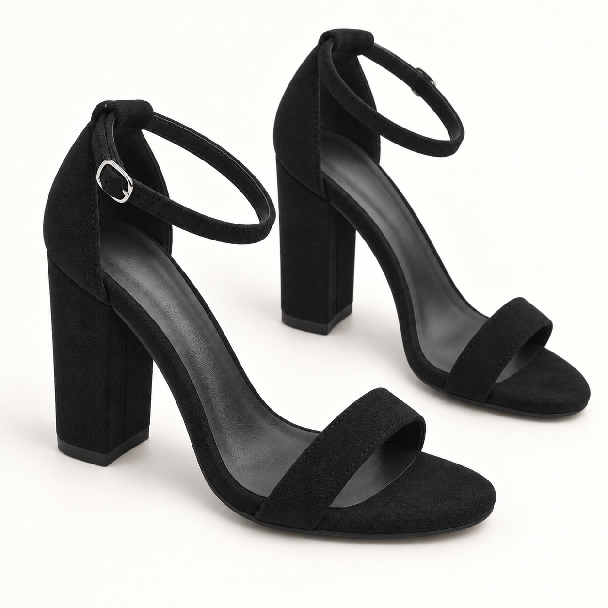 Ankle Strap Block Heel Sandals - All Black 401 - variant image