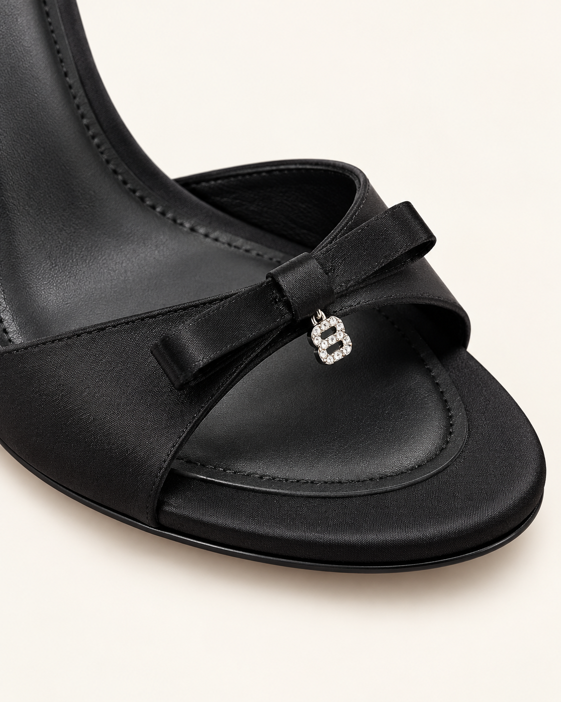 Bow Detail Lace Up Stiletto Sandals - Black (Sandals 7 cm) - product view 4