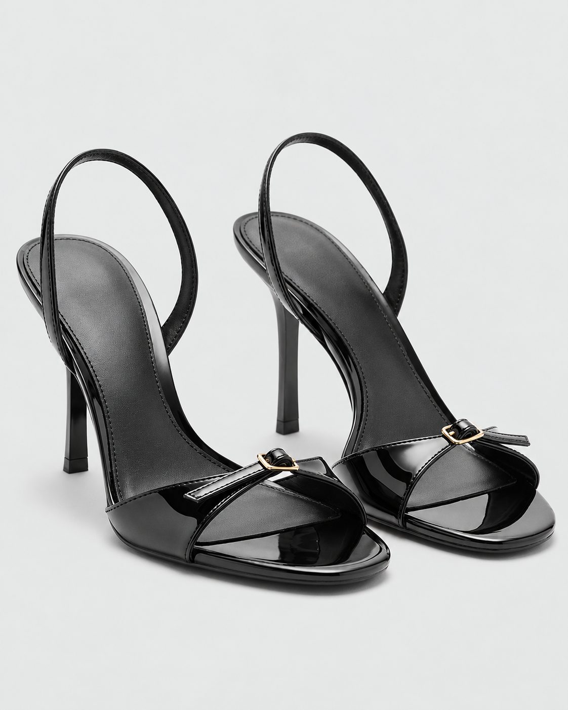 Slingback Peep Toe Heeled Sandals - Black 8.5 cm - product view 1