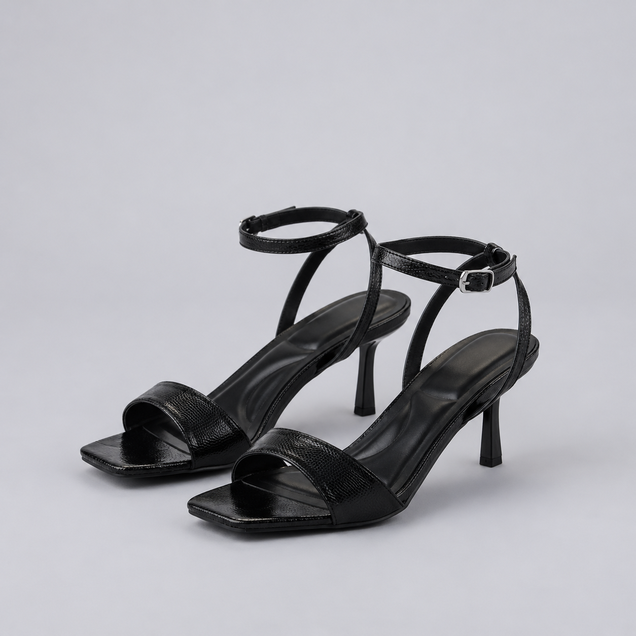 Twist Strap Heeled Sandals - Black - variant image