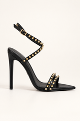 Studded Ankle Strap Stiletto Sandals - Black - product view 2