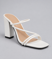 Cross Strap Block Heel Sandals - White - product view 3