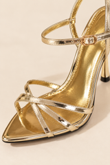 Metallic Buckle Strap Stiletto Sandals - Gold - product view 4