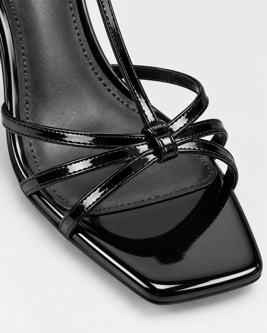 Slim Strap Square Toe Stiletto Sandals - Black - product view 4