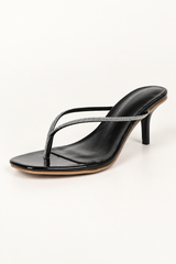 Rhinestone Thong Heel Mules - Black - product view 3