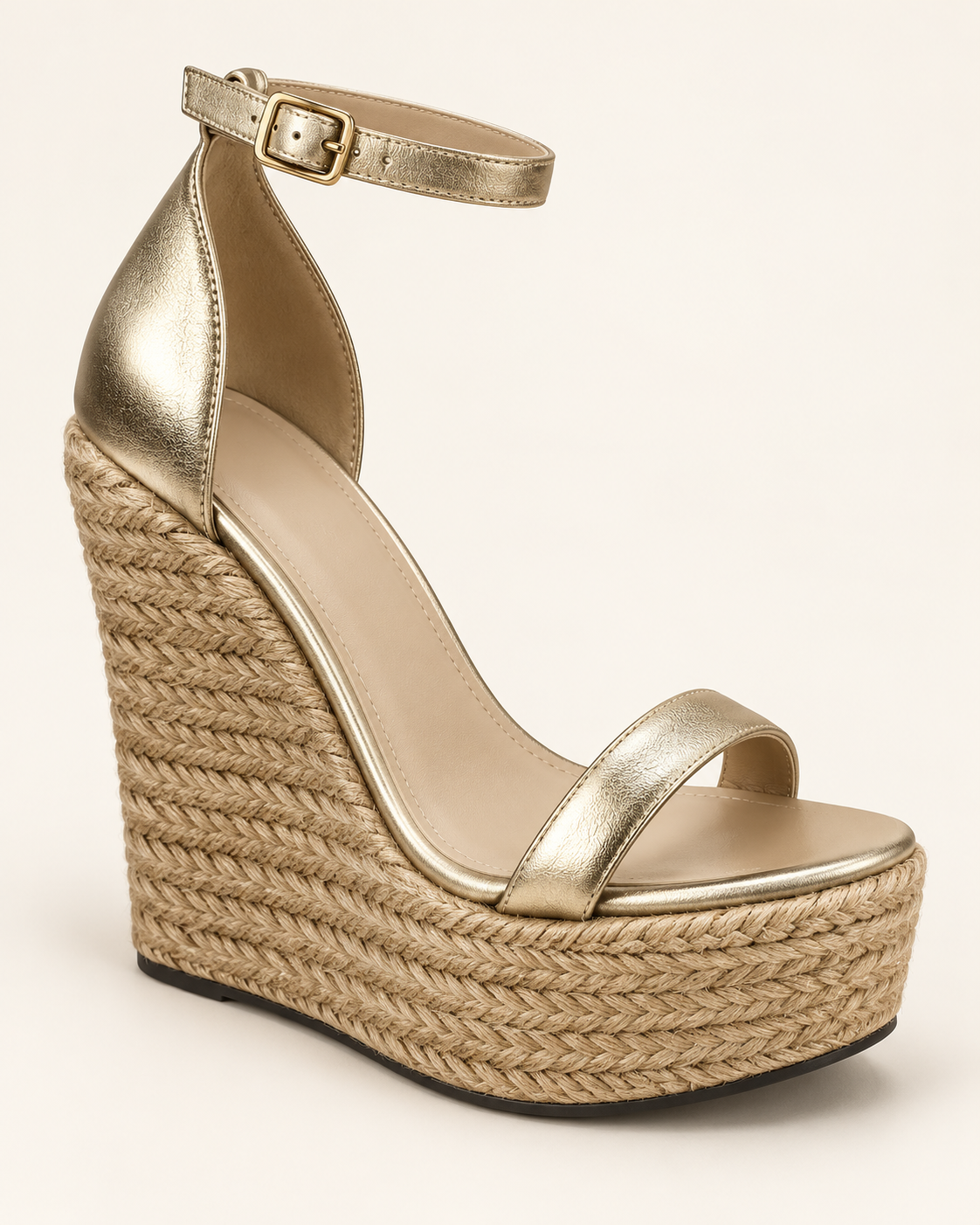 Metallic Platform Wedge Sandals - Gold - product view 3