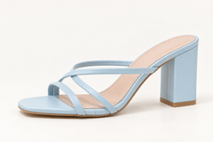 Cross Strap Heeled Slide Sandals - Light Blue - product view 2