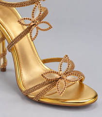 Rhinestone Butterfly Wrap Strap Sandals - Gold - product view 4