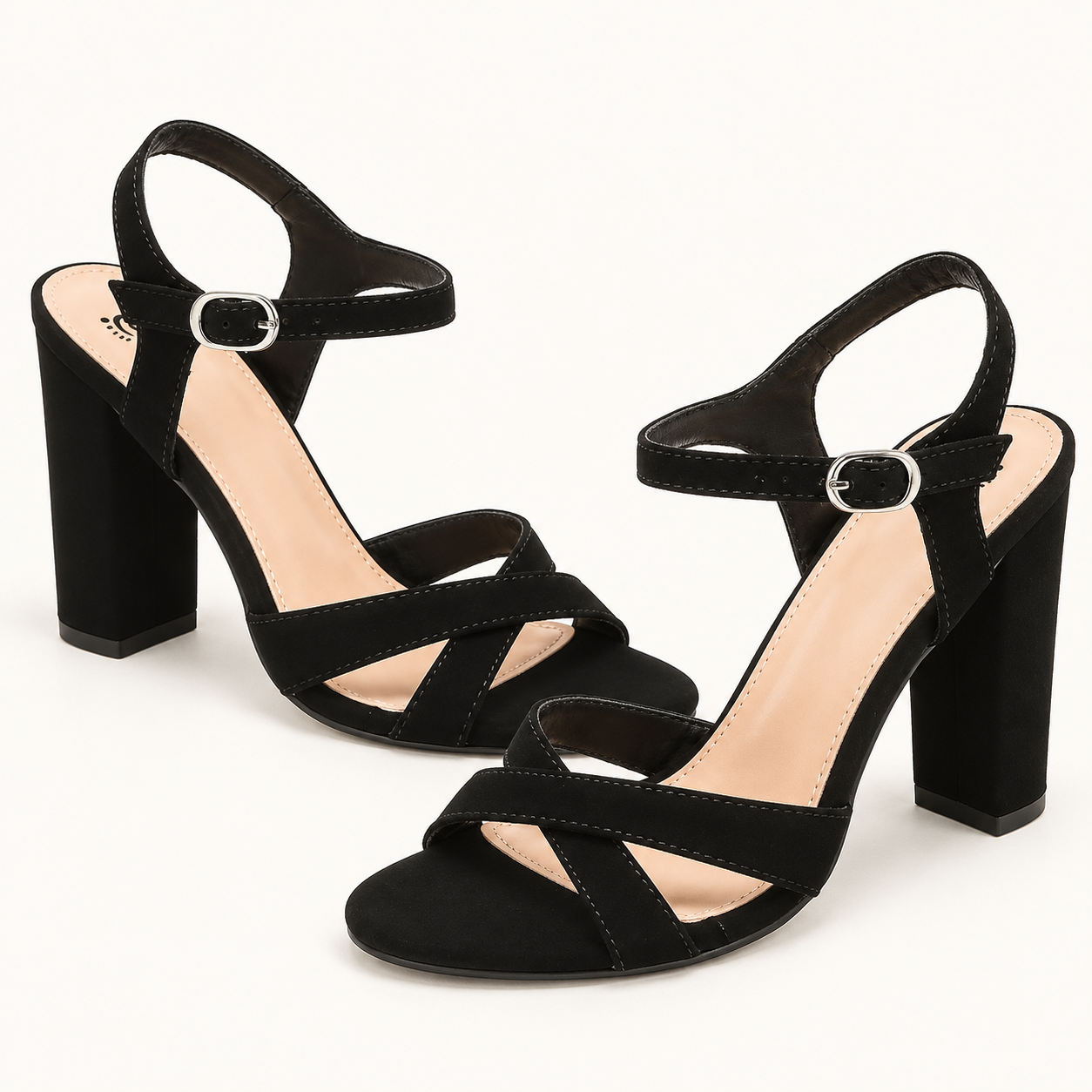Ankle Strap Block Heel Sandals - Black - variant image