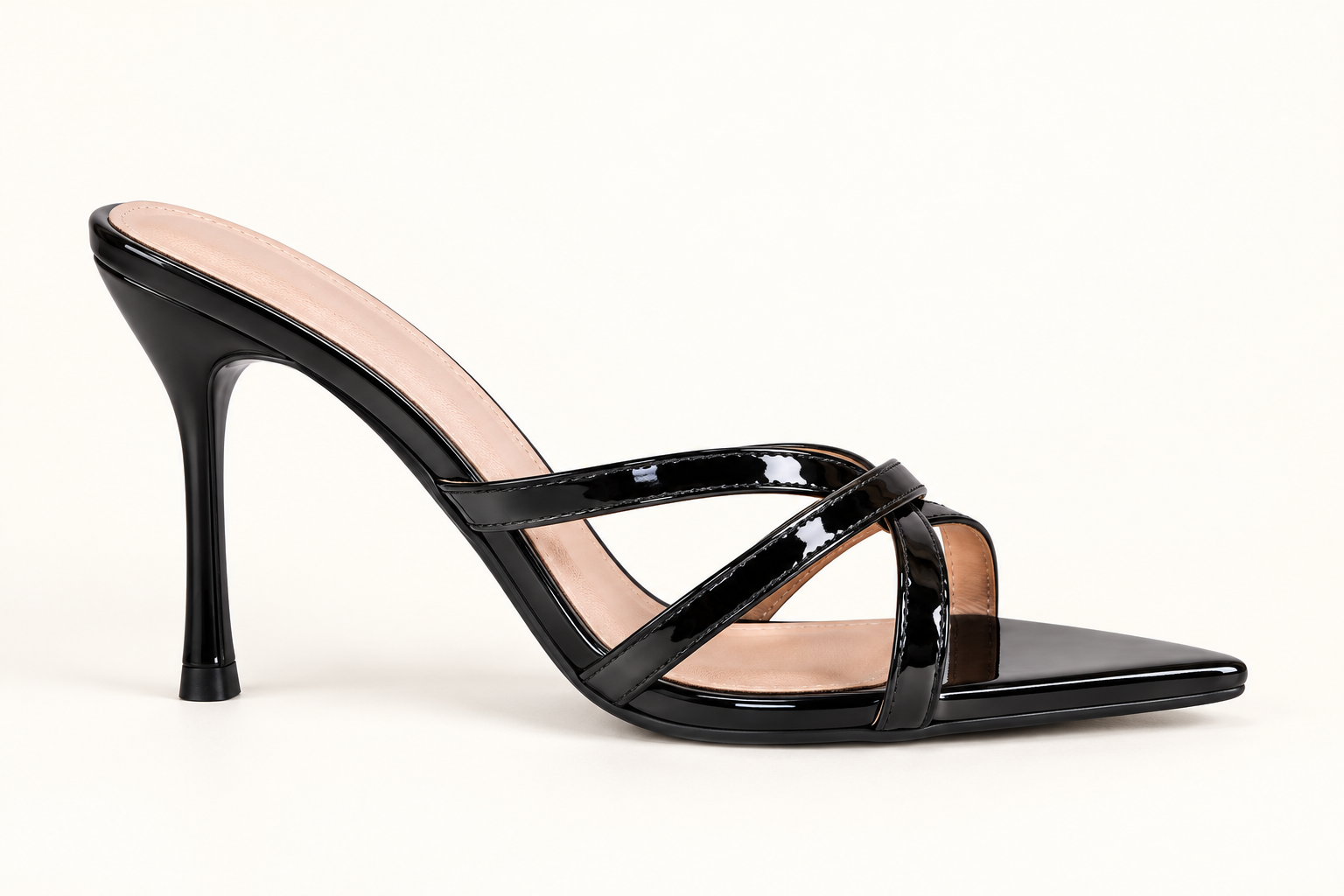 Pointed Toe Cross Strap Stiletto Sandals - Black - product view 2