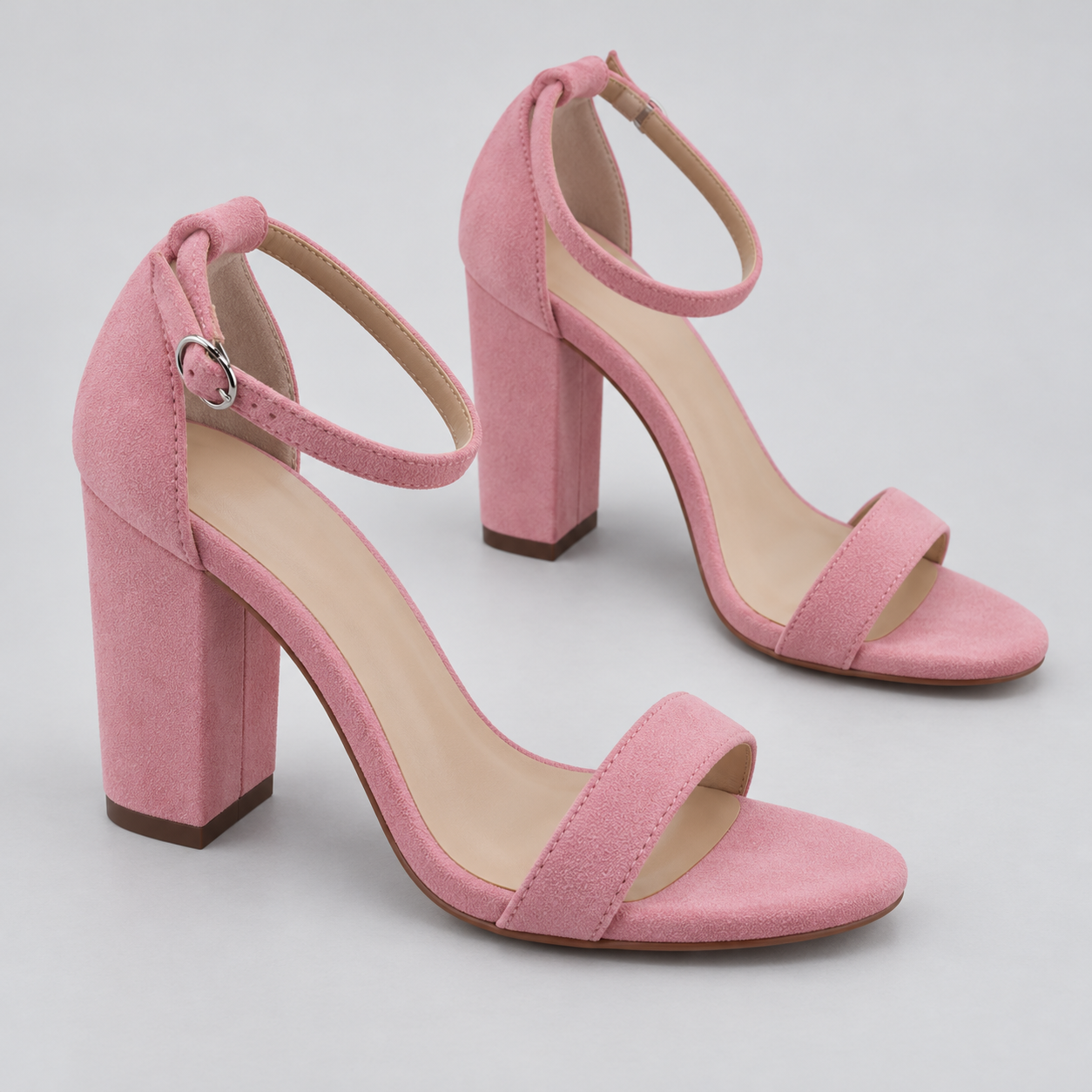 Ankle Strap Block Heel Sandals - Pink 401 - product view 1