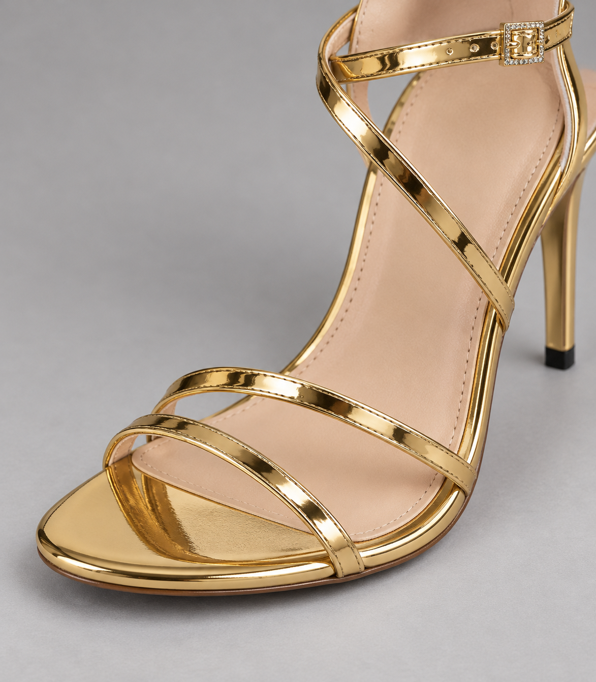 Pointed Toe Lace Up Stiletto Sandals - Golden - product view 4
