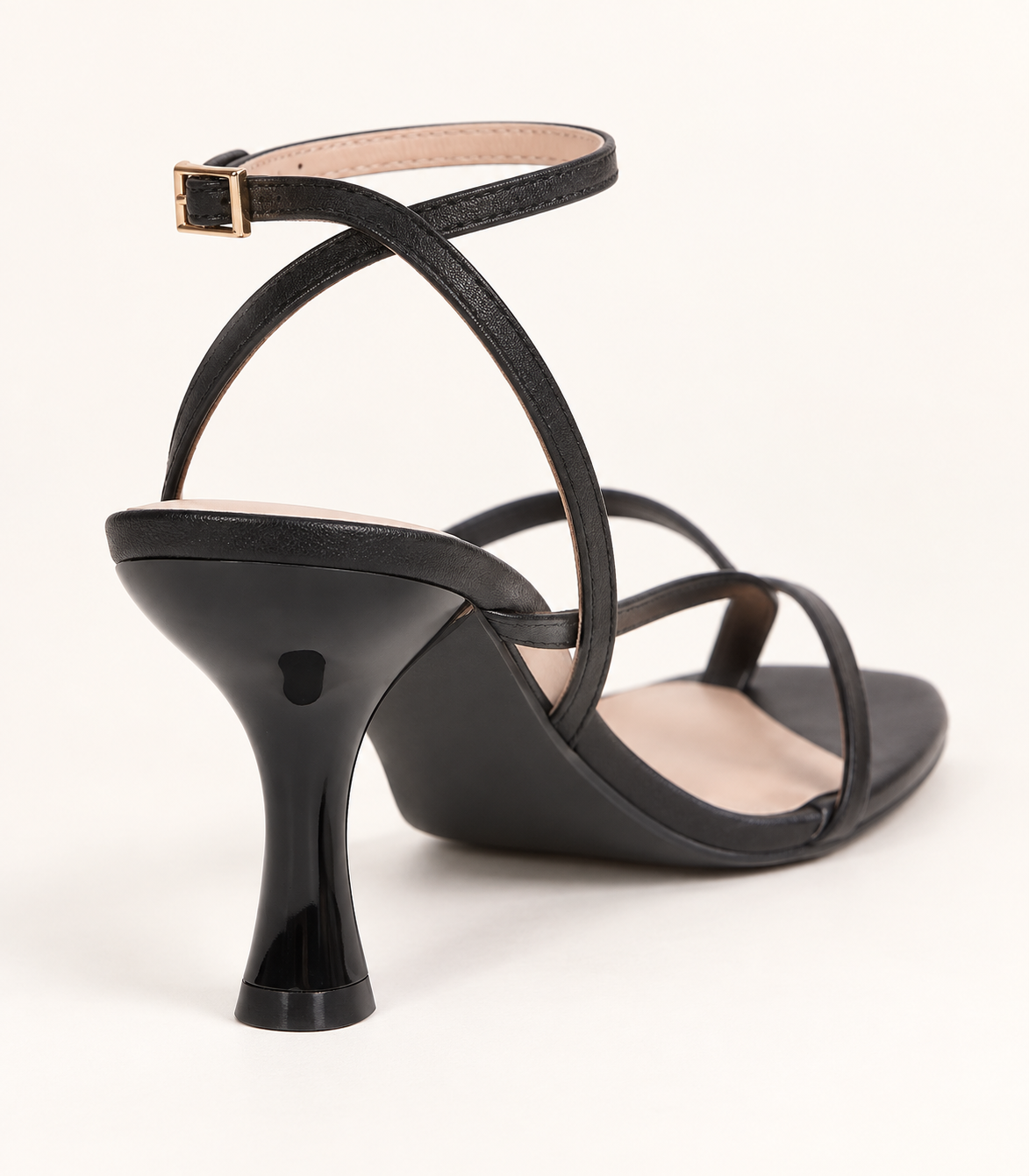 Minimal Ankle Strap Heel Sandals - Black - product view 4