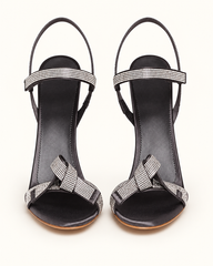 Rhinestone Bow Ankle Strap Sandals - Black - product view 1