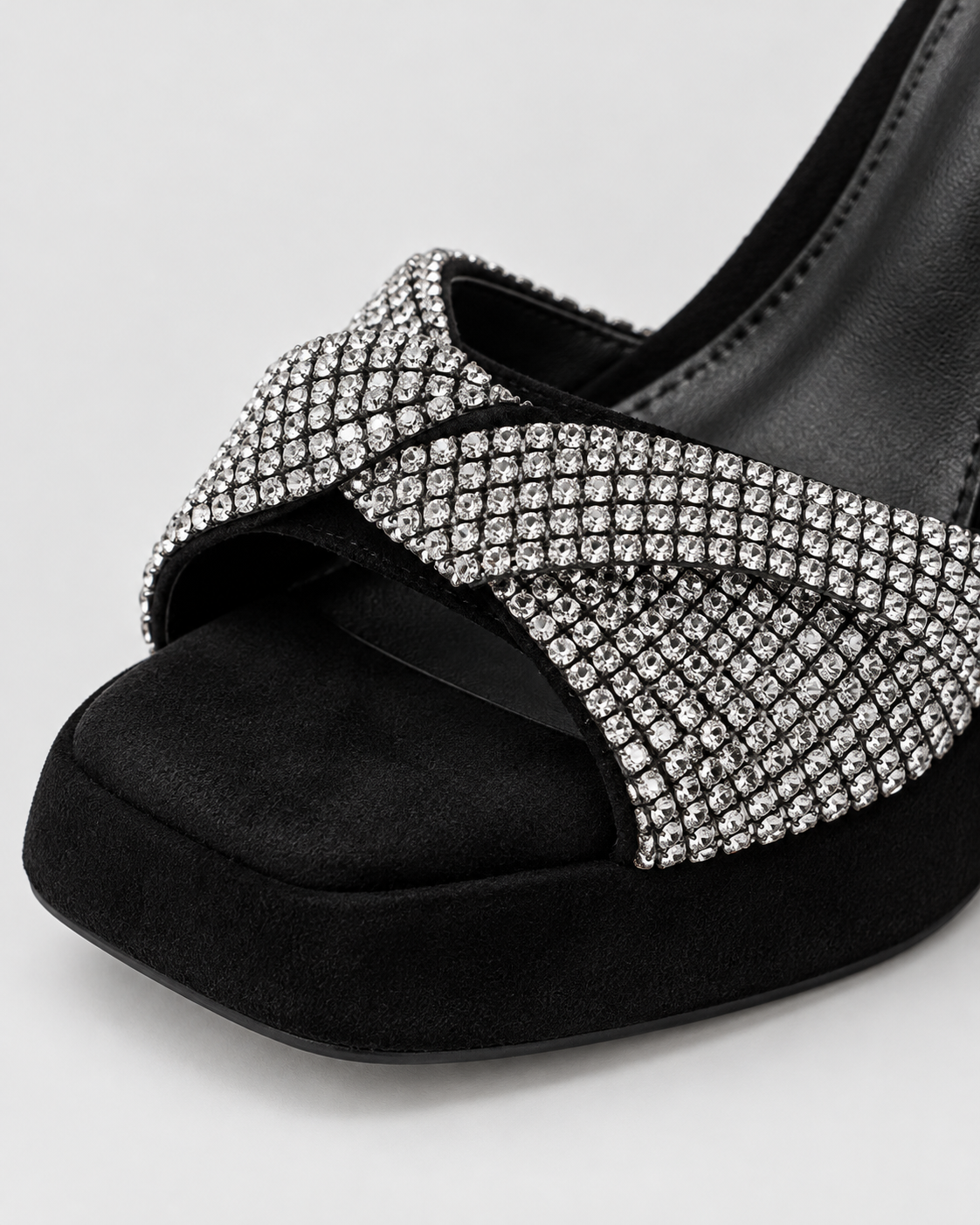 Rhinestone Ankle Strap Heeled Sandals - Black - product view 5