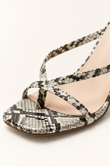 Square Toe Cross Strap Heeled Mules - Black/White - product view 4