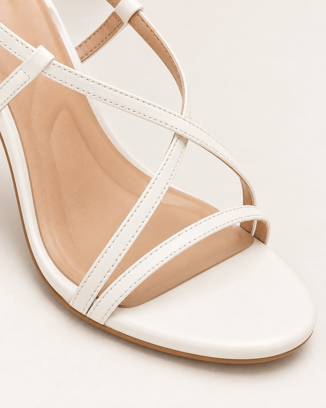 Cross Strap Ankle Tie Stiletto Sandals - White - product view 4