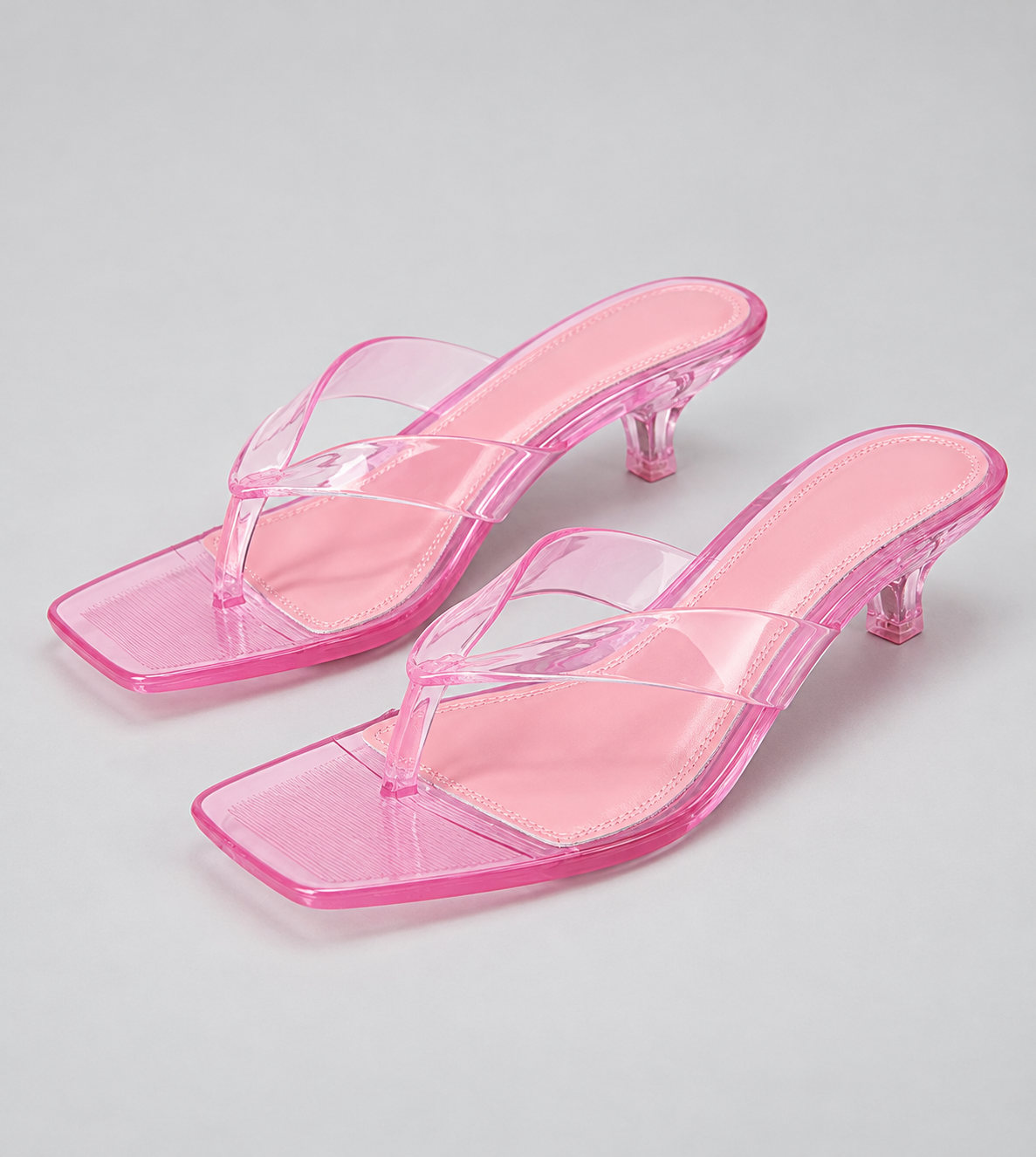 Jelly Thong Kitten Heel Sandals - Pink - product view 1