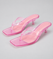 Jelly Thong Kitten Heel Sandals - Pink - product view 1