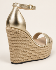 Metallic Platform Wedge Sandals - Gold - product view 4