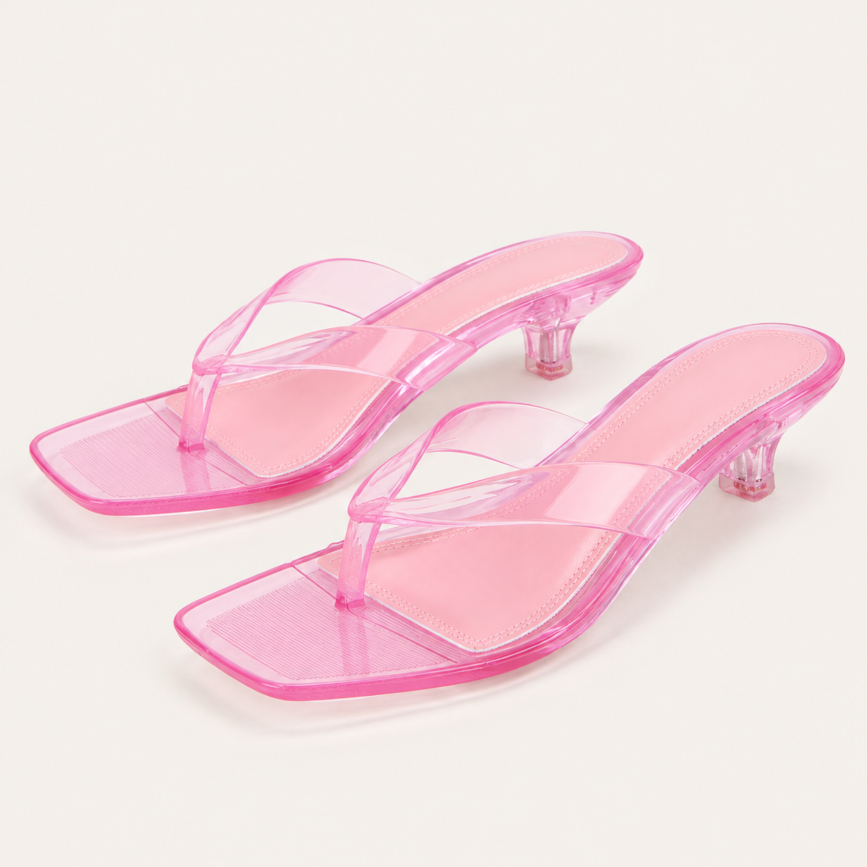 Jelly Thong Kitten Heel Sandals - Pink - variant image