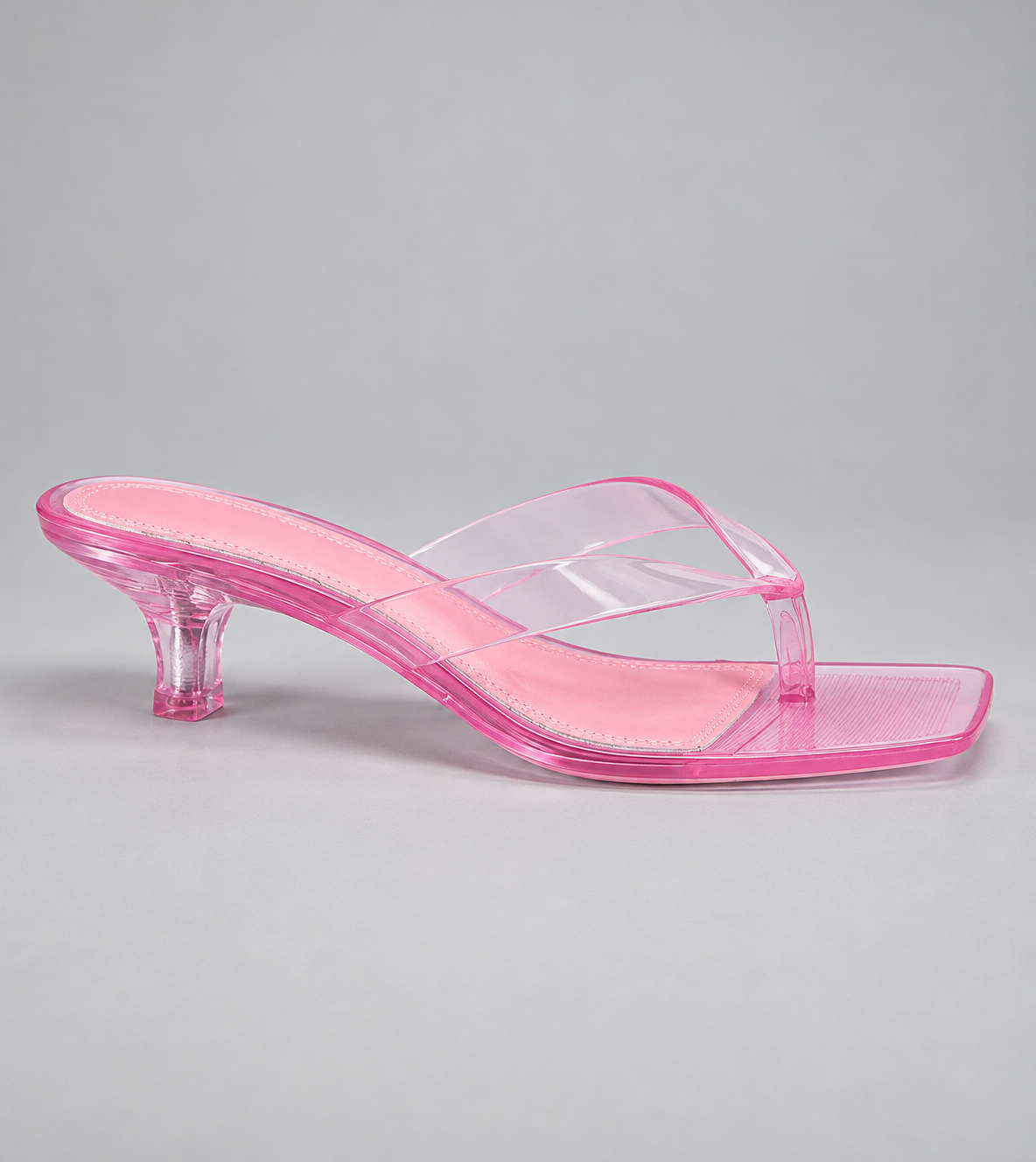 Jelly Thong Kitten Heel Sandals - Pink - product view 2