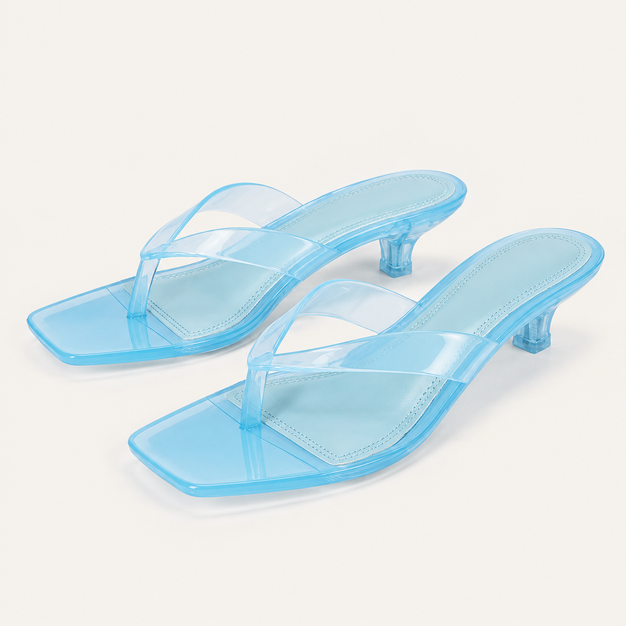 Jelly Thong Kitten Heel Sandals - Light Blue - variant image