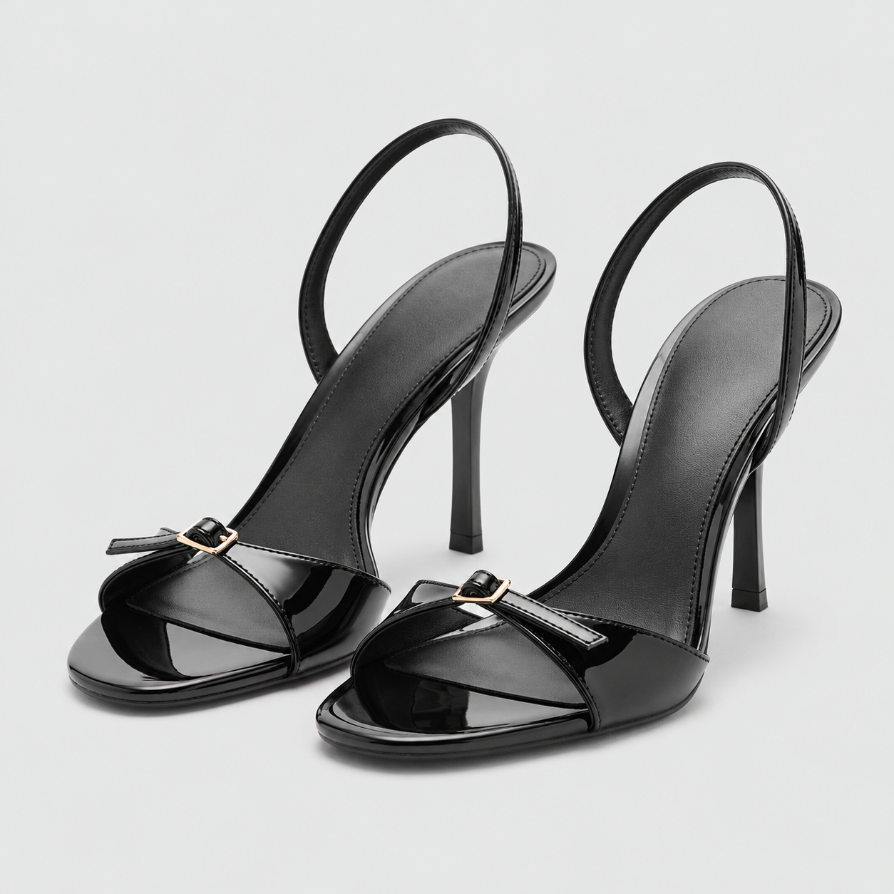 Slingback Peep Toe Heeled Sandals - Black 8.5 cm - variant image