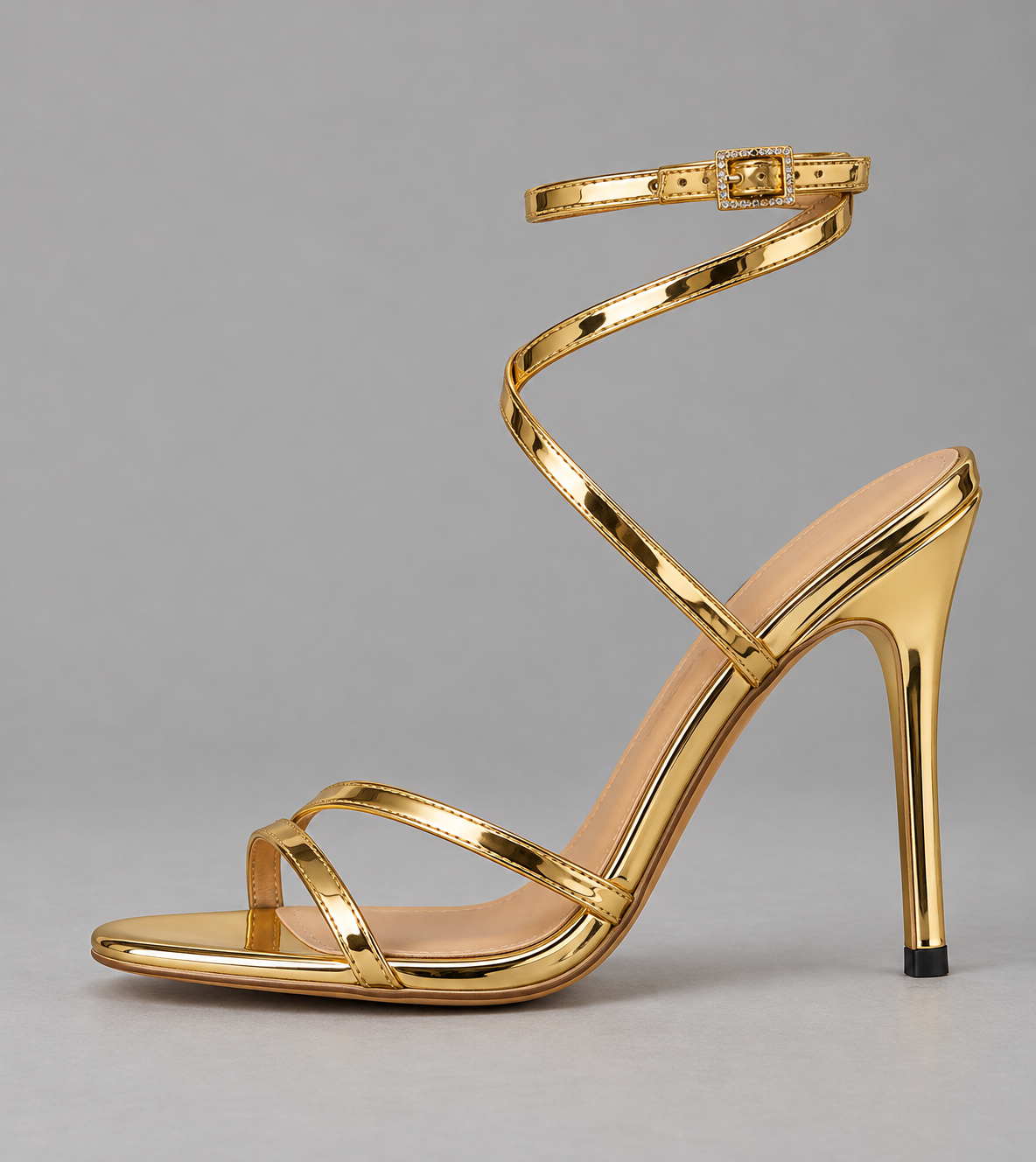 Pointed Toe Lace Up Stiletto Sandals - Golden - product view 2