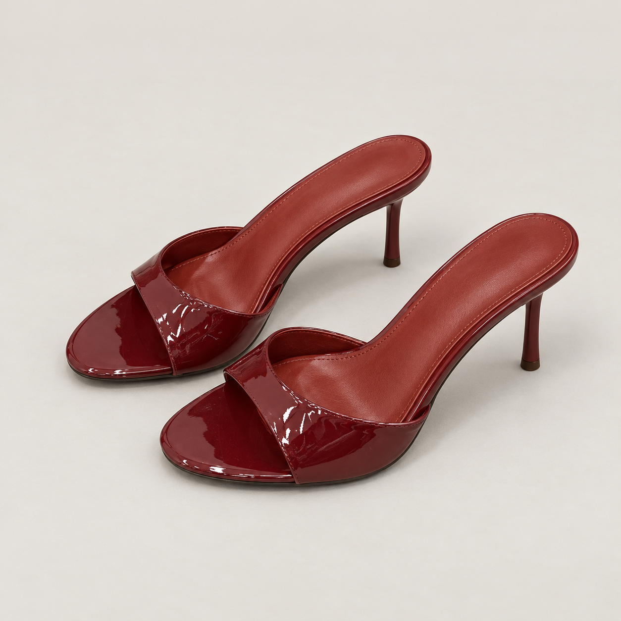 Wide Strap Stiletto Mule Sandals - Red Upgraded Version - variant image