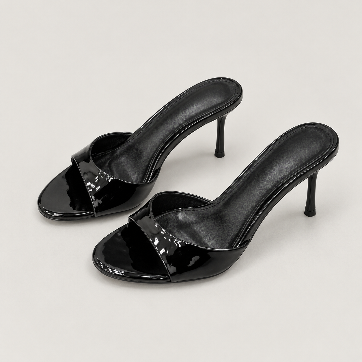 Wide Strap Stiletto Mule Sandals - Black Upgraded Version - variant image